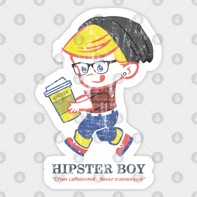 Hipster Boy distressed vintage - Parody illustration Sticker by seanfleming